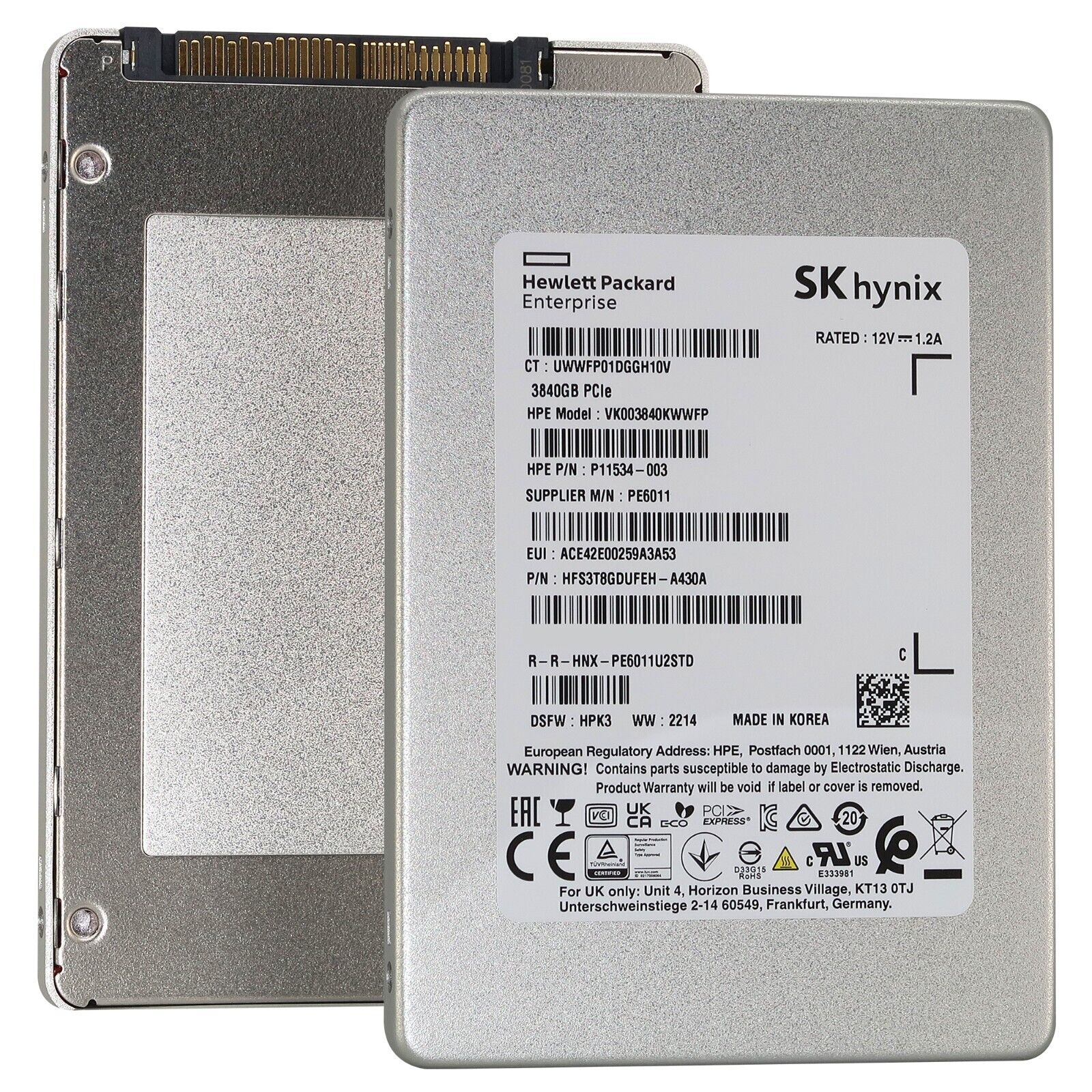 HP Hynix 3.84TB PCI-e NVME RI DS 2.5" SSD